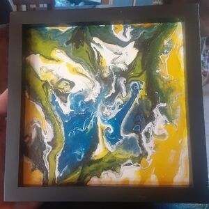 Abstract Fluid Art in Black Frame